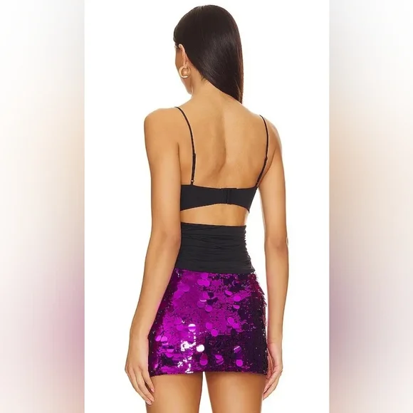 NWT Danielle Guizio Beia Twist Top Black Size Large - Picture 7 of 16